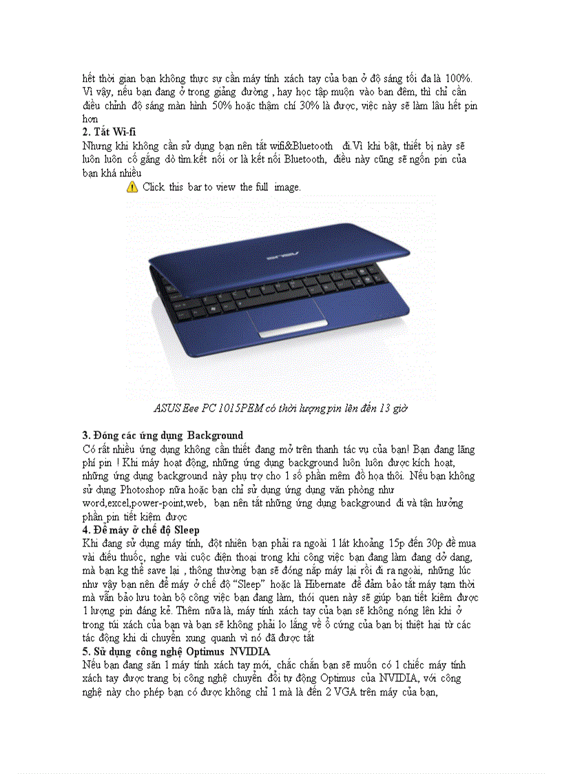 image for page Làm thế nào để sử dụng pin Laptop lâu hơn