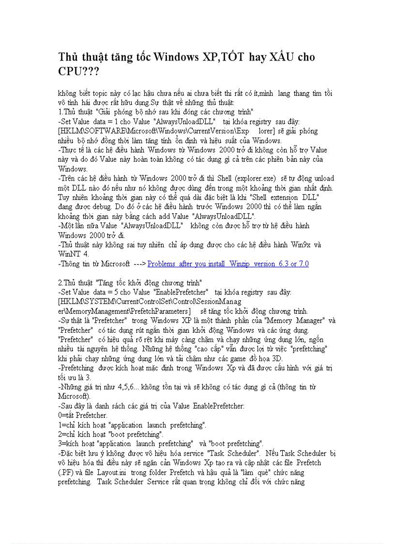 image for page Thủ thuật tăng tốc Windows XP TỐT hay XẤU cho CPU