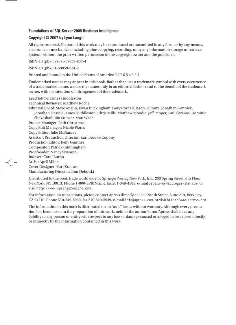 image for page Foundations of SQL Server 2005 Business Intelligence