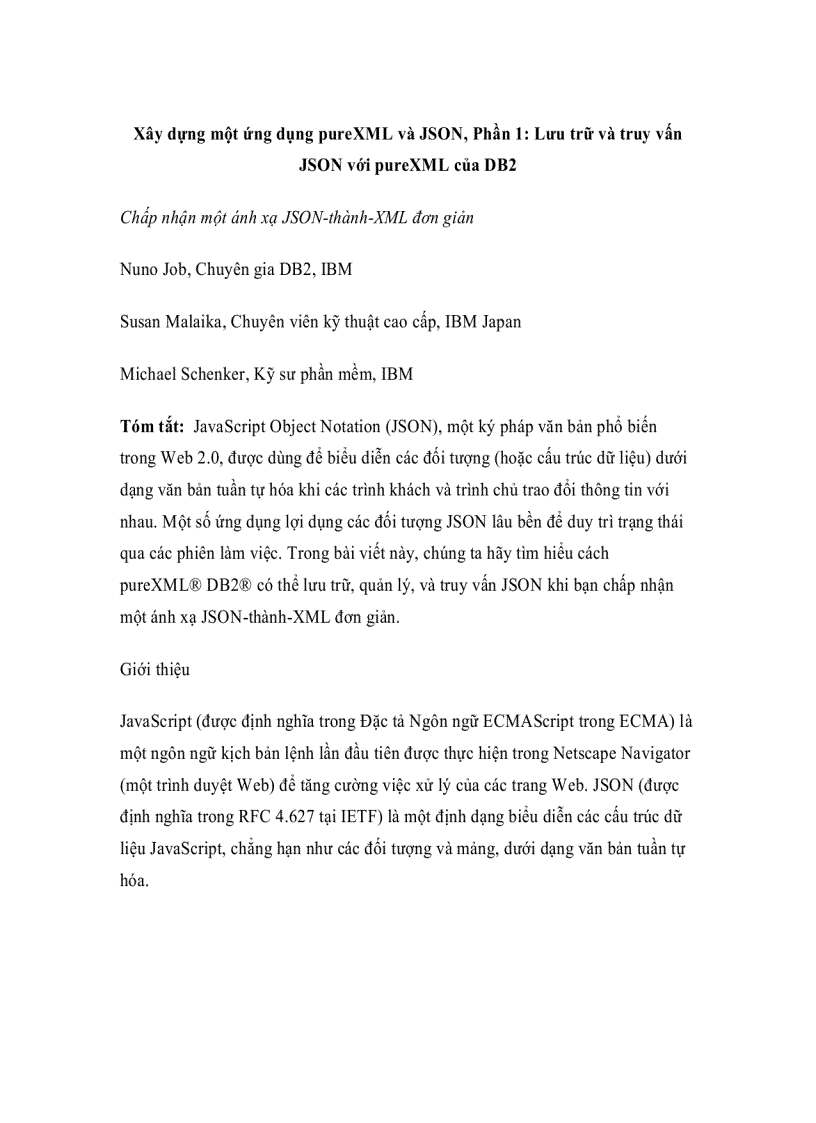image for page Xây dựng một ứng dụng pureXML và JSON Phần 1