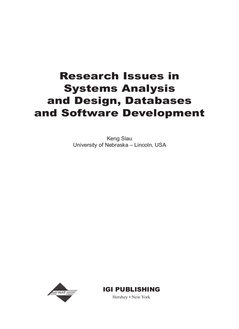 image for page Research Issues in Systems Analysis and Design Databases and Software Development phần 1