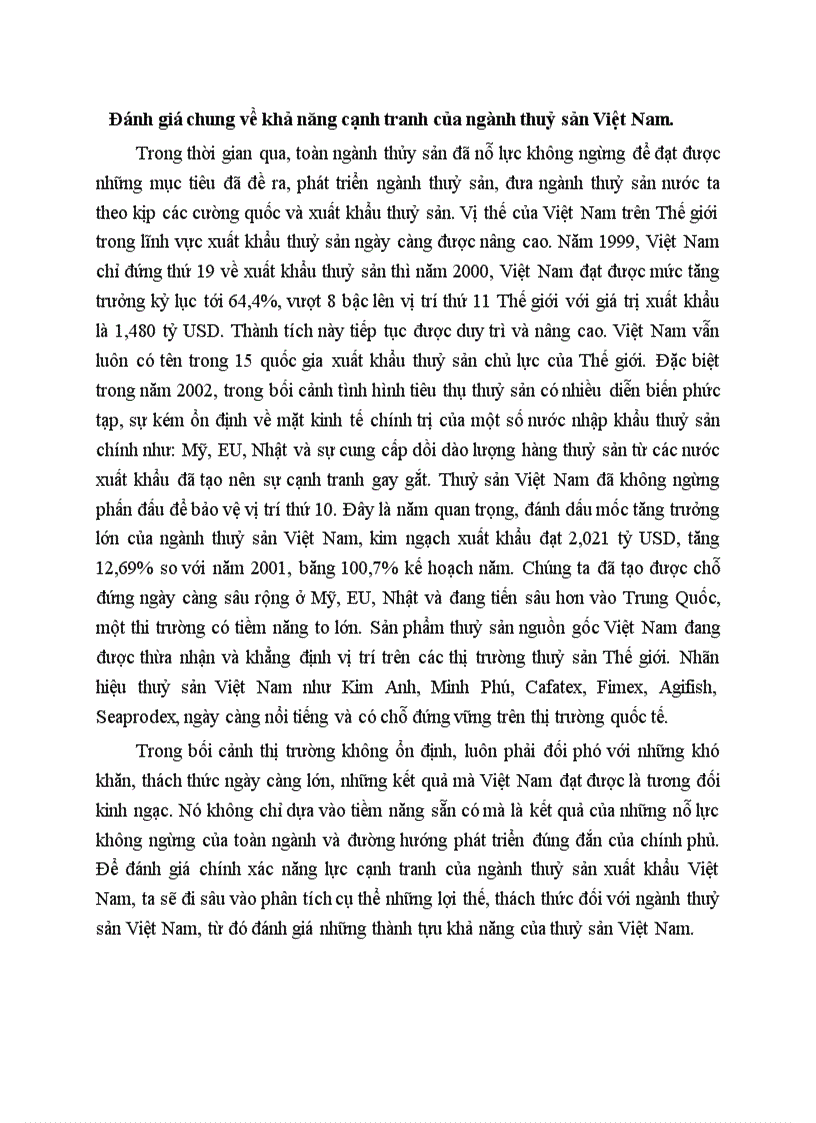 image for page Đánh giá chung về khả năng cạnh tranh của ngành thuỷ sản Việt Nam