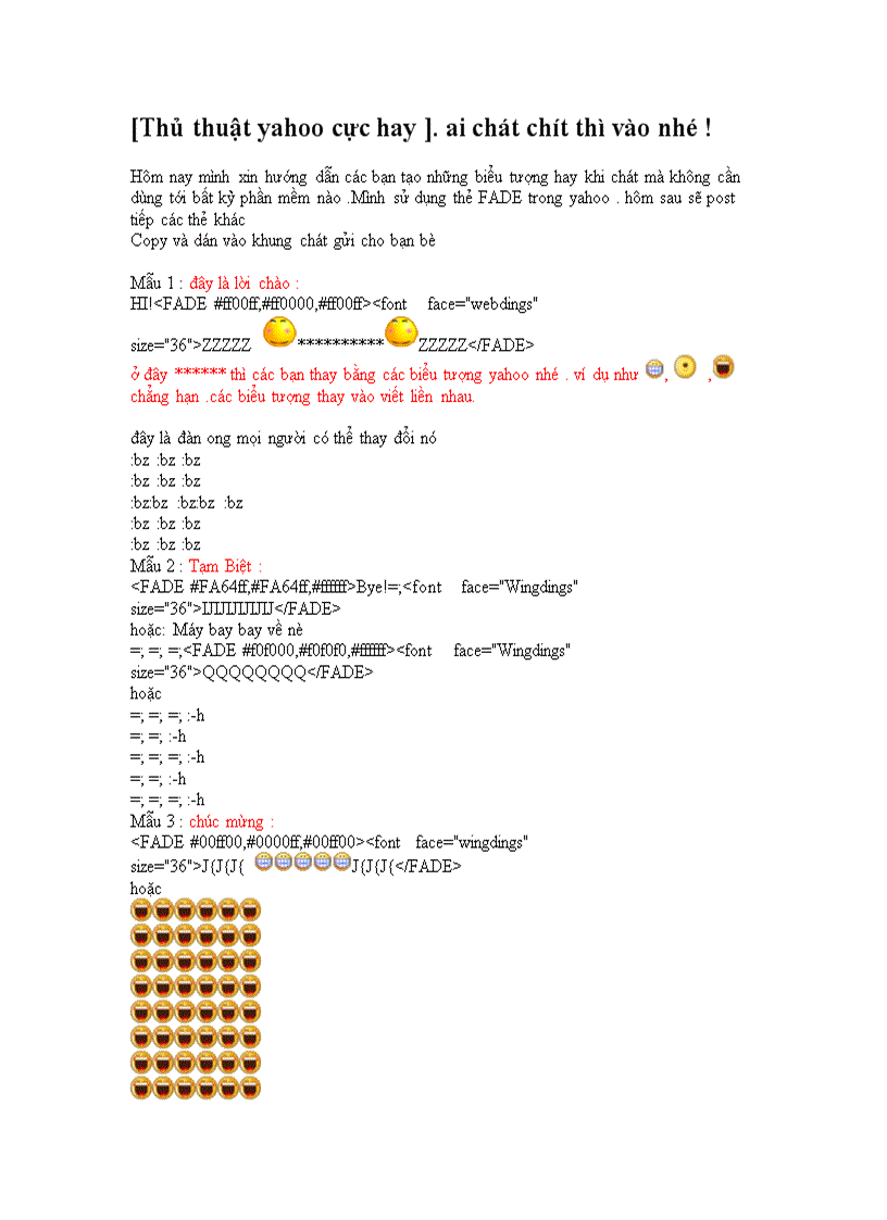 Thủ thuật yahoo cực hay ai chát chít thì vào nhé