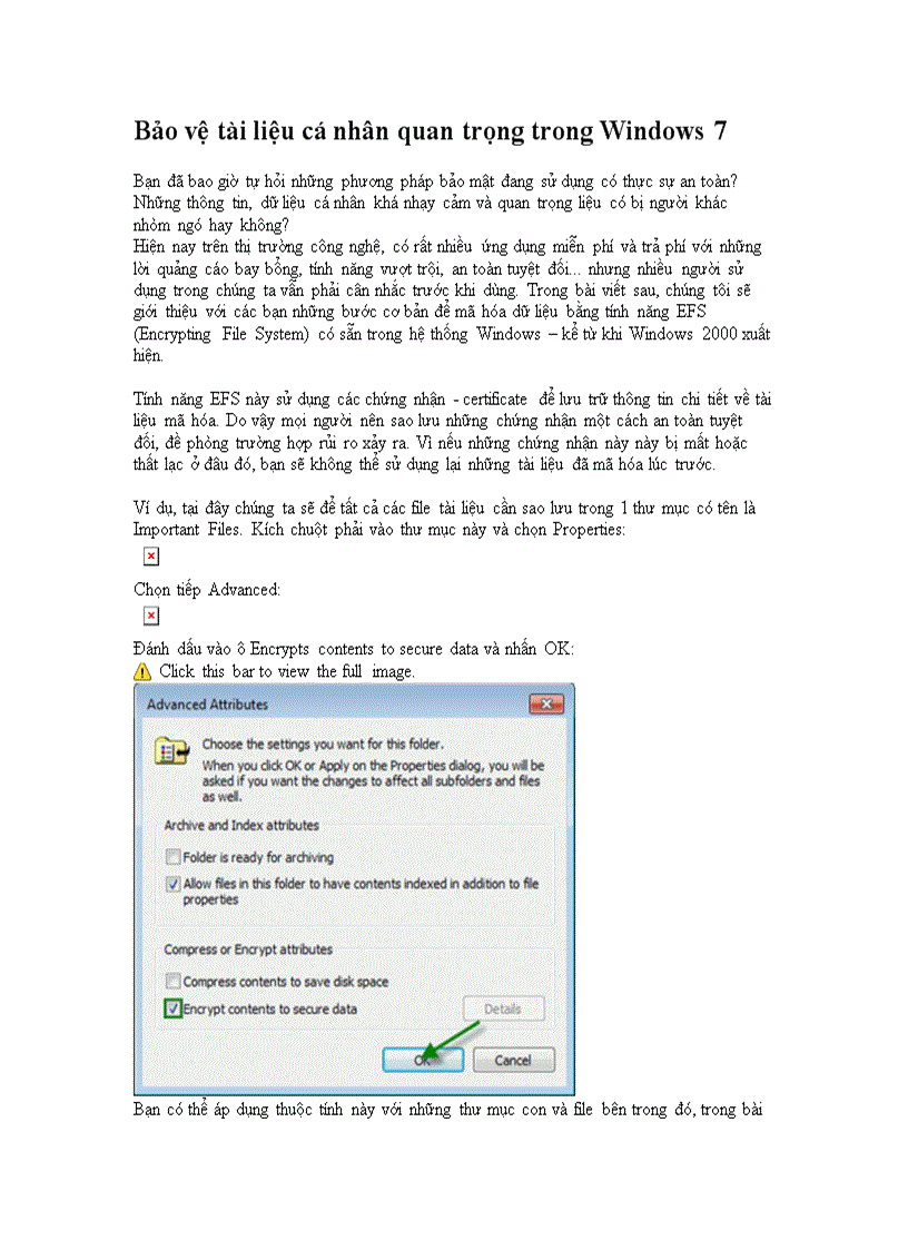 image for page Bảo vệ tài liệu cá nhân quan trọng trong Windows 7