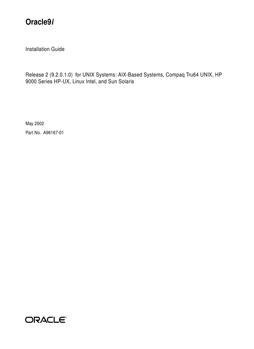 image for page Oracle9i Installation Guide phần 1