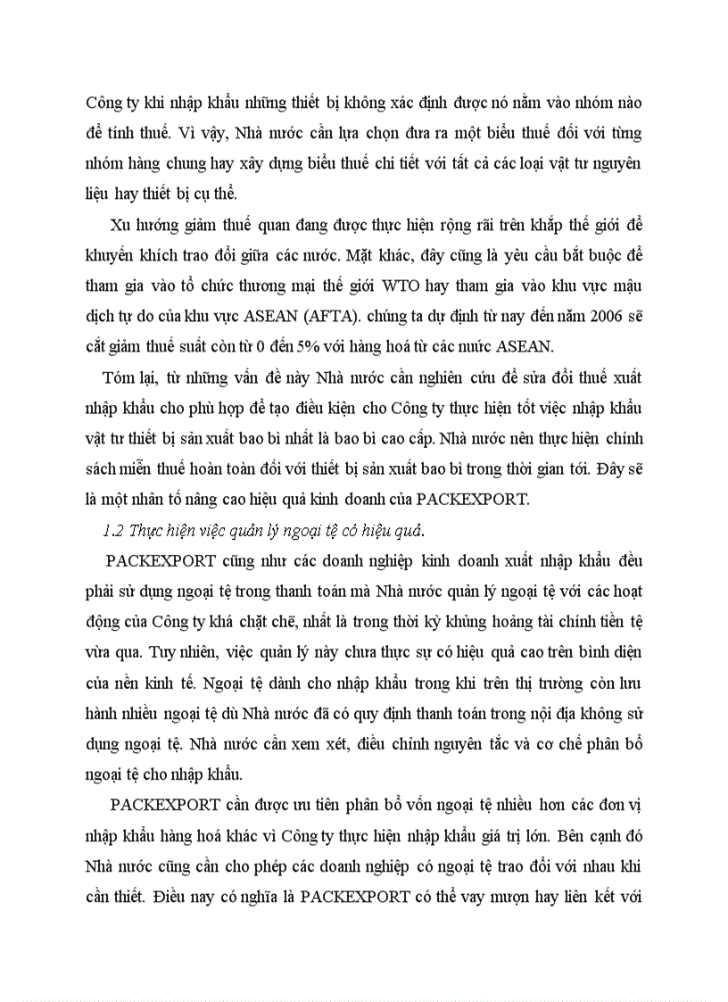 Một số kiến nghị đối với nhà nước nhằm hoàn thiện hoạt động nhập khẩu của PACKEXPORT