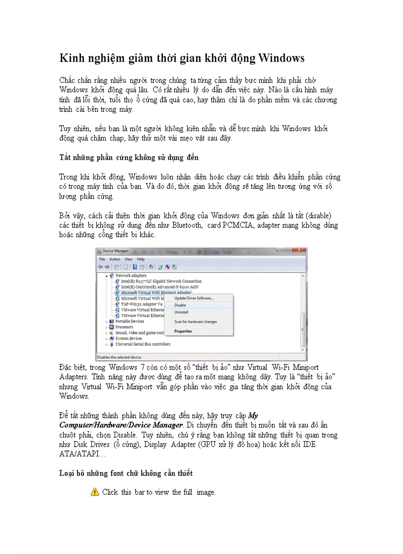 image for page Kinh nghiệm giảm thời gian khởi động Windows
