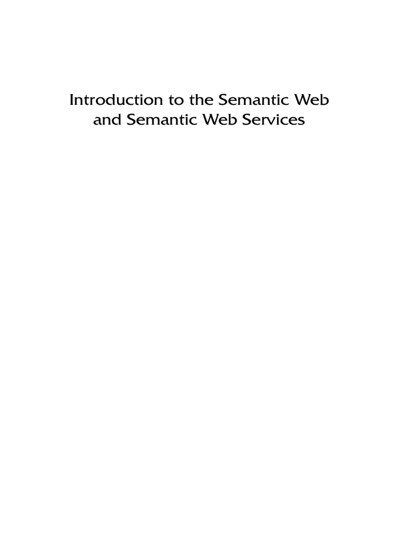 image for page Introduction to the Semantic Web and Semantic Web Services