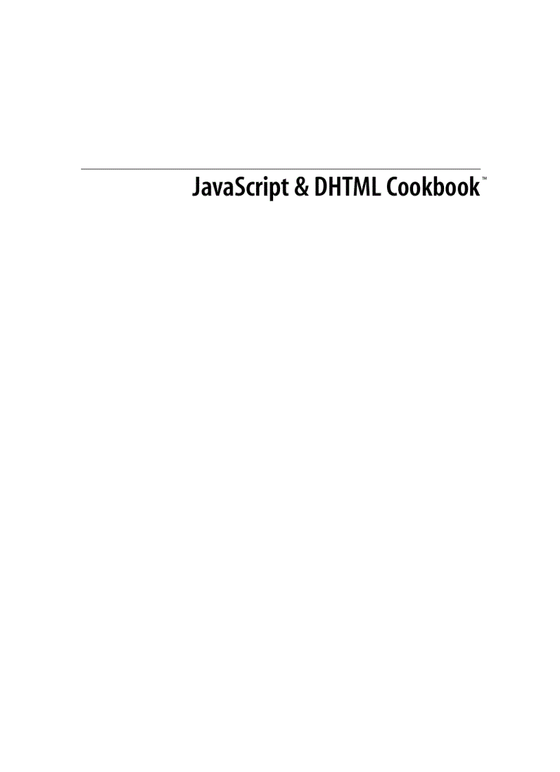 JavaScript DHTML Cookbook