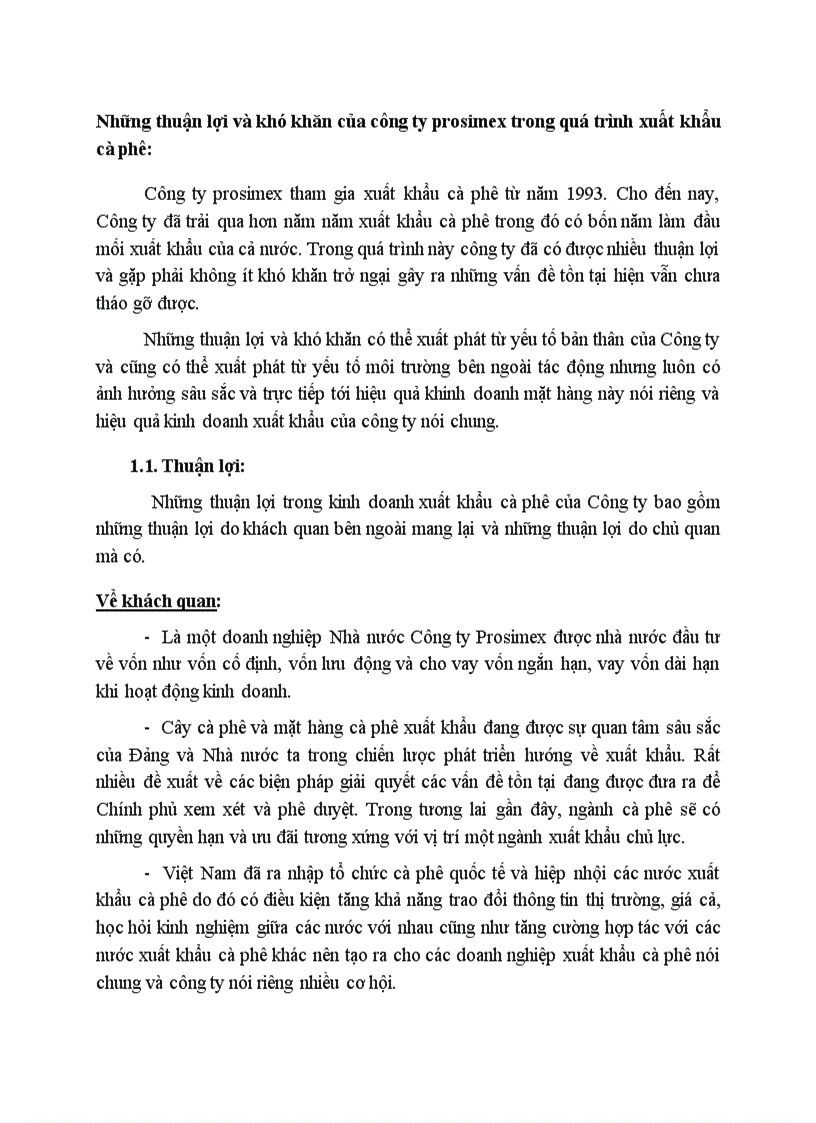 image for page Những thuận lợi và khó khăn của công ty prosimex trong quá trình xuất khẩu cà phê