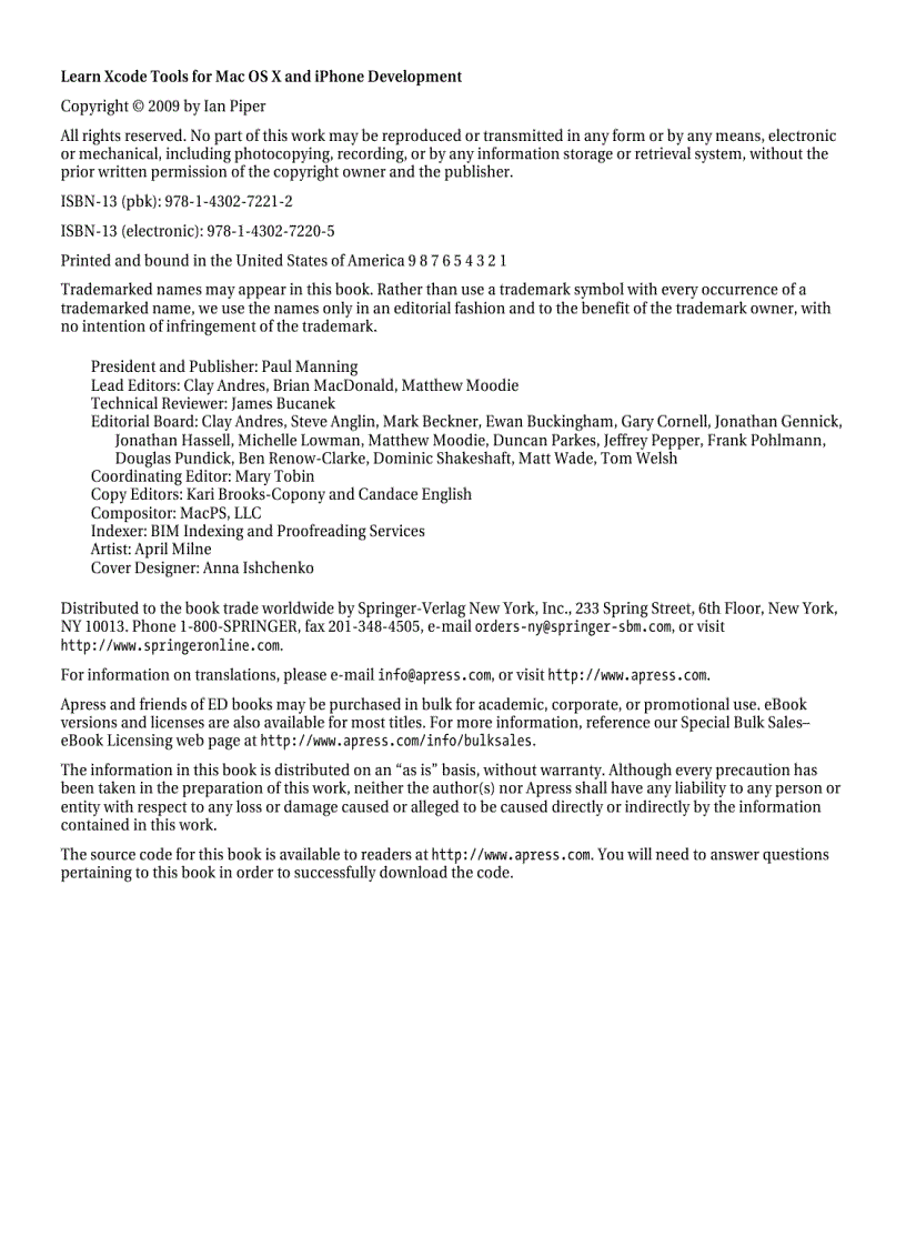image for page Learn Xcode Tools for Mac OS X and iPhone Development