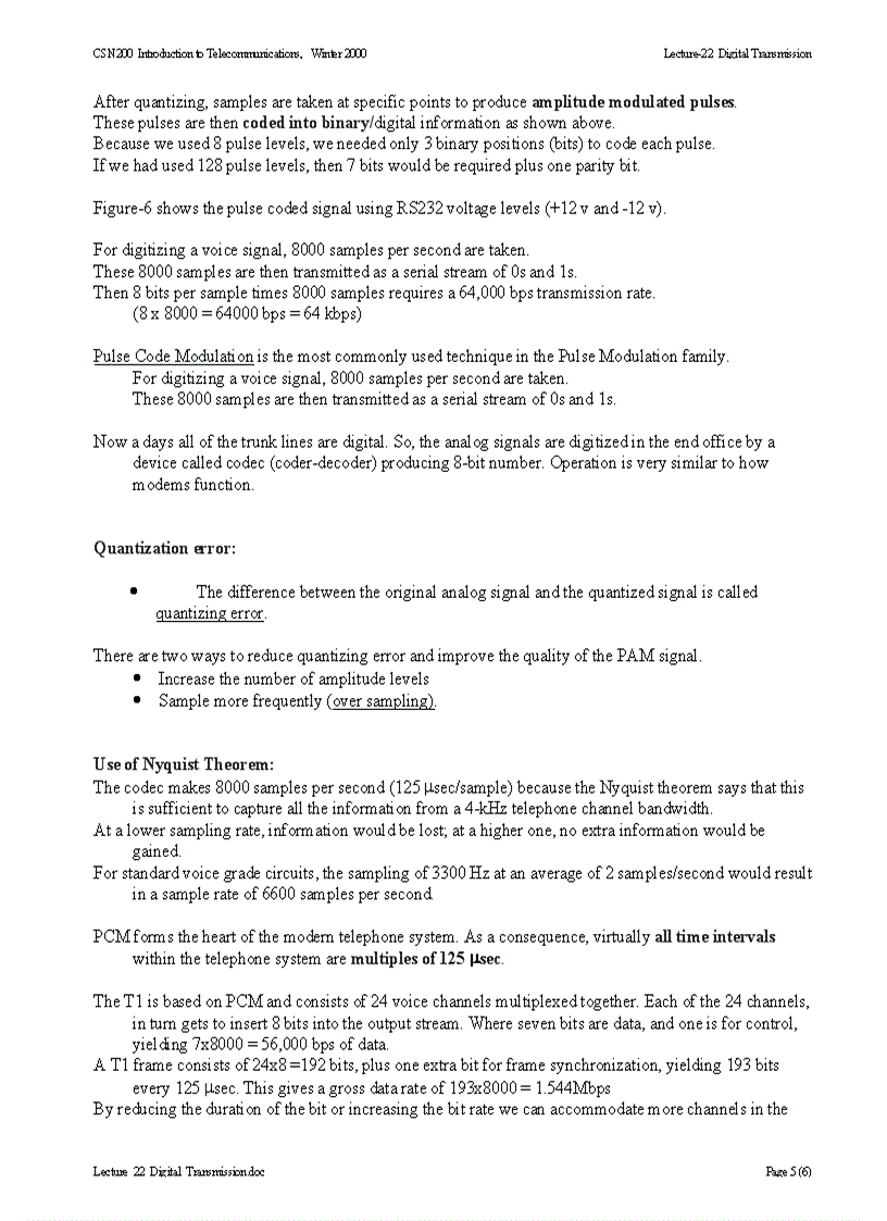 image for page Digital Transmission of Analog Data Baseband Transmission