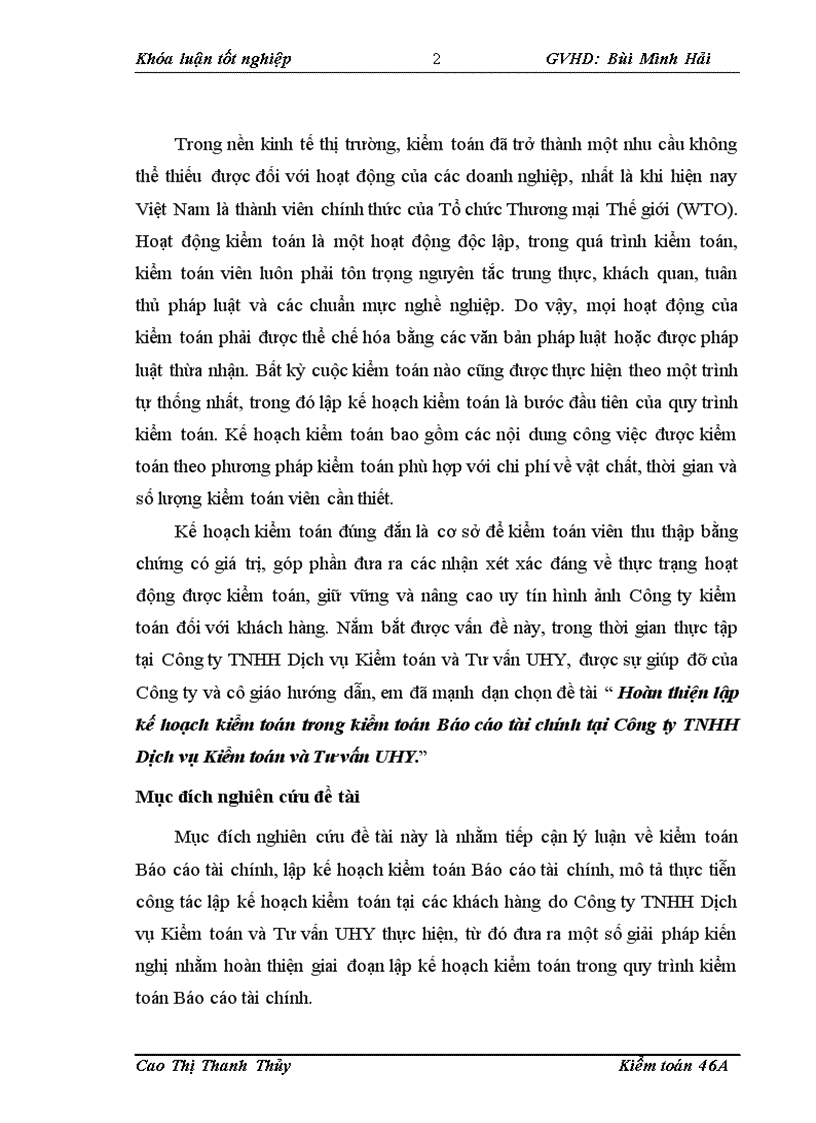 image for page Hoàn thiện lập kế hoạch kiểm toán trong kiểm toán Báo cáo tài chính tại Công ty TNHH Dịch vụ Kiểm toán và Tư vấn UHY