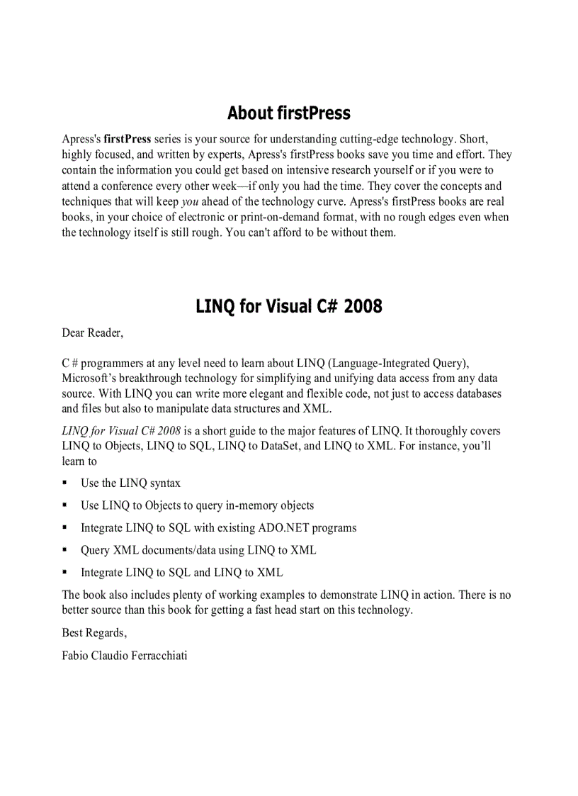 image for page LINQ for Visual C 2008