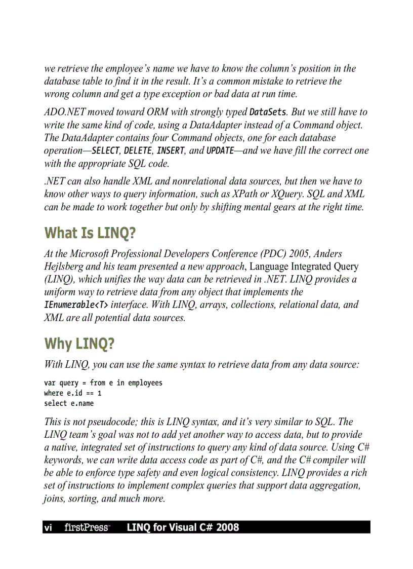 image for page LINQ for Visual C 2008