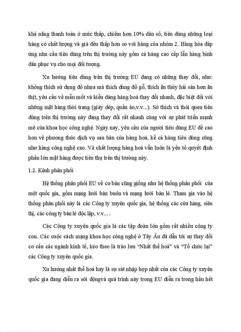 image for page Tập quán thị hiếu tiêu dùng và kênh phân phối của thị trường EU