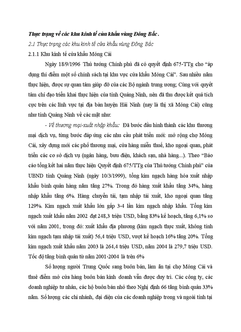 image for page Thực trạng về các khu kinh tế cửa khẩu vùng Đông Bắc