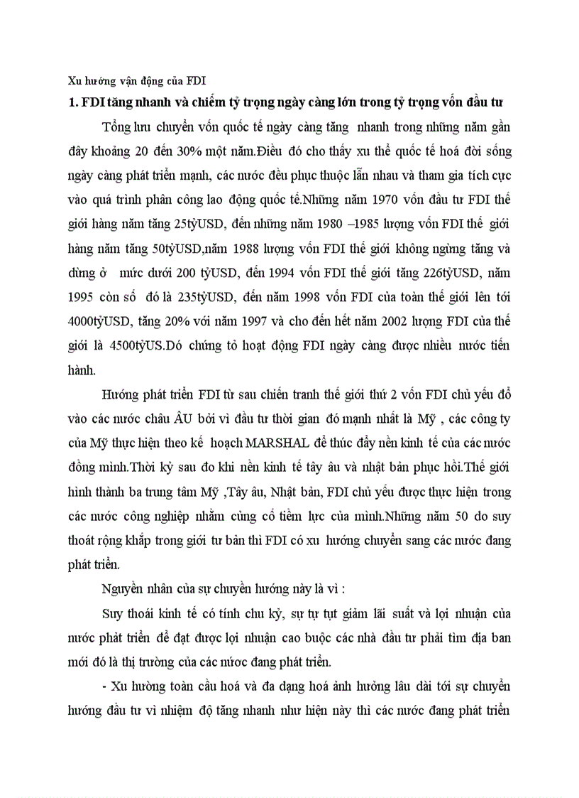 image for page Xu hướng vận động của FDI