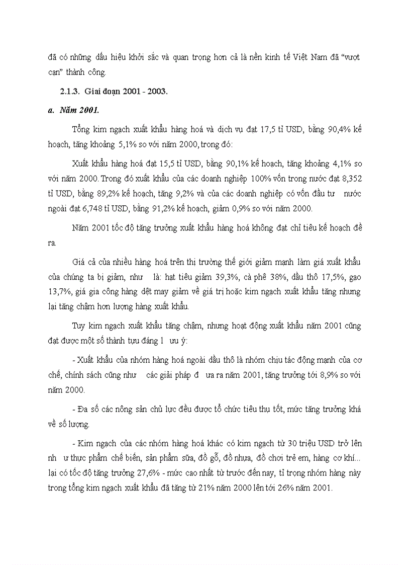 Tổng quan tình hình xuất khẩu hàng hoá của Việt Nam trong giai đoạn 1991 2003