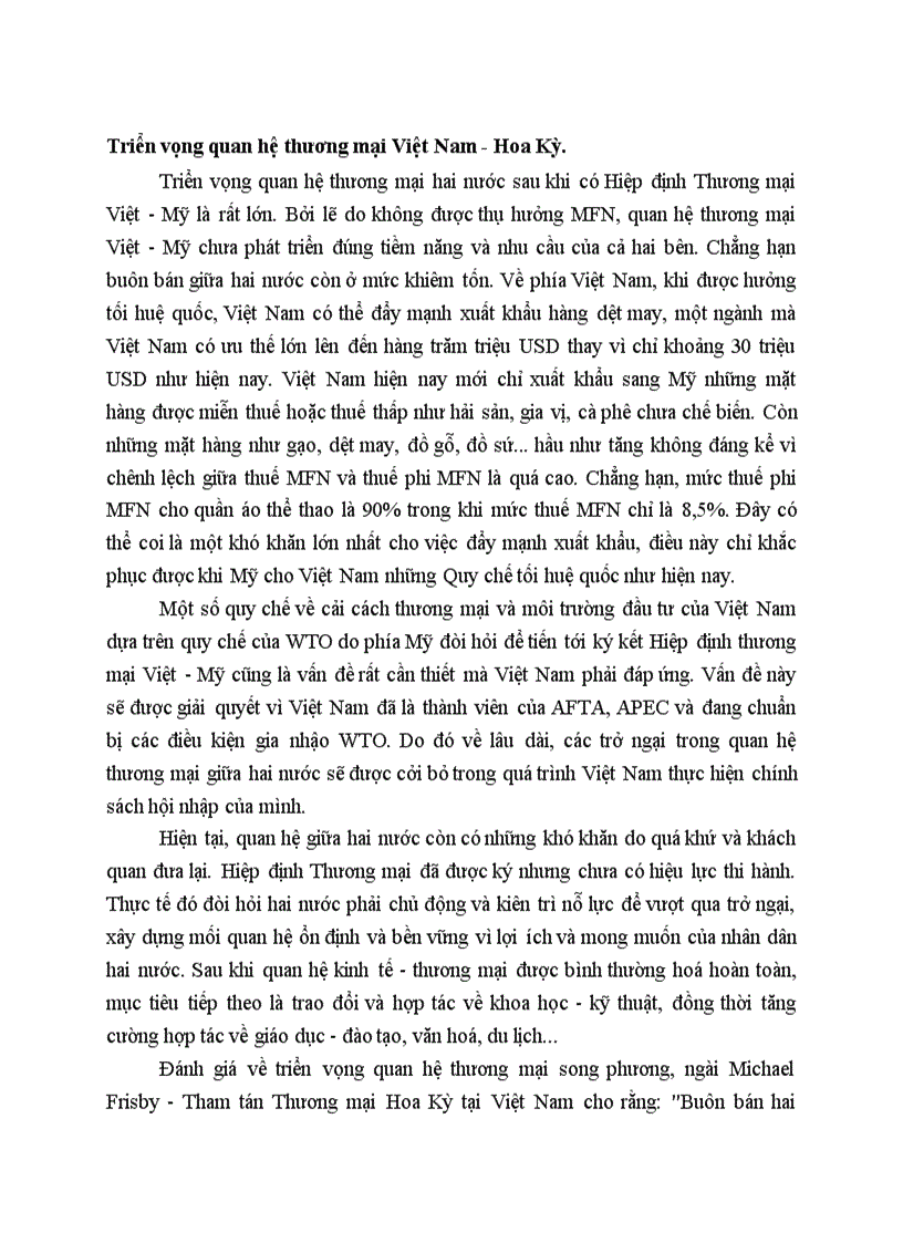 image for page Triển vọng quan hệ thương mại Việt Nam Hoa Kỳ