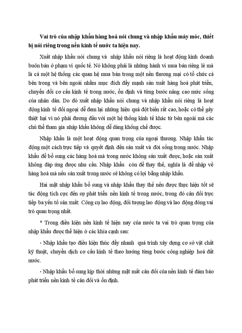 image for page Vai trò của nhập khẩu hàng hoá nói chung và nhập khẩu máy móc thiết bị nói riêng trong nền kinh tế nước ta hiện nay