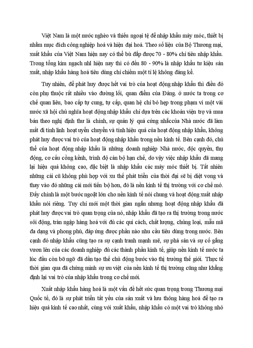 image for page Vai trò của nhập khẩu hàng hoá nói chung và nhập khẩu máy móc thiết bị nói riêng trong nền kinh tế nước ta hiện nay