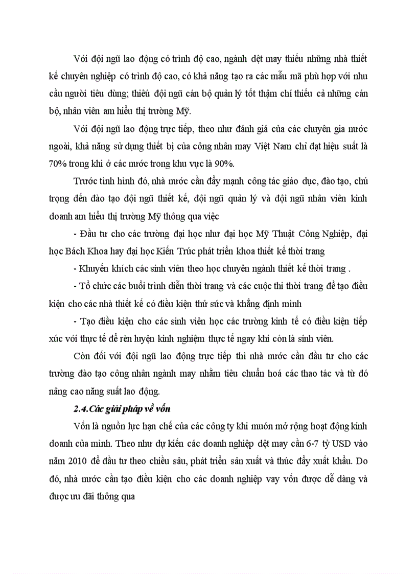 image for page Các giải pháp đẩy mạnh xuất khẩu hàng dệt may của Công ty xuất nhập khẩu dệt may sang thị trường Mỹ