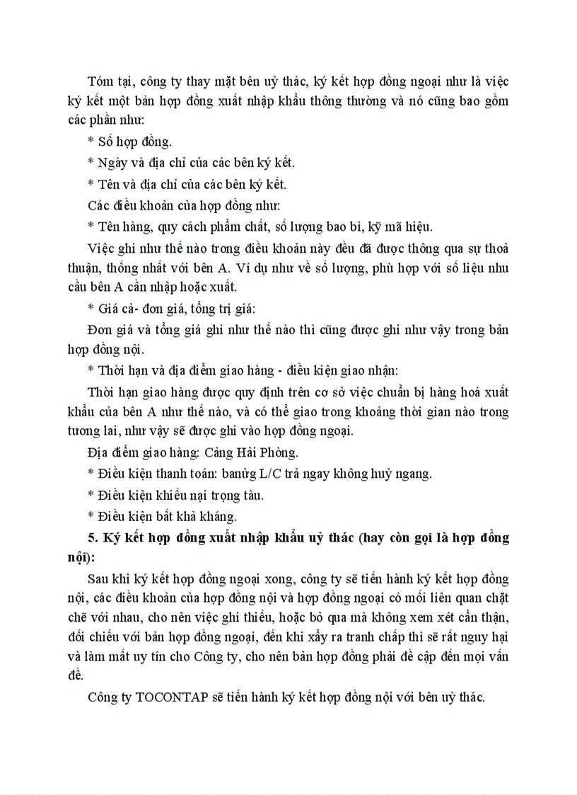 image for page Hoạt động xuất nhập khẩu uỷ thác ở công ty TOCONTAP