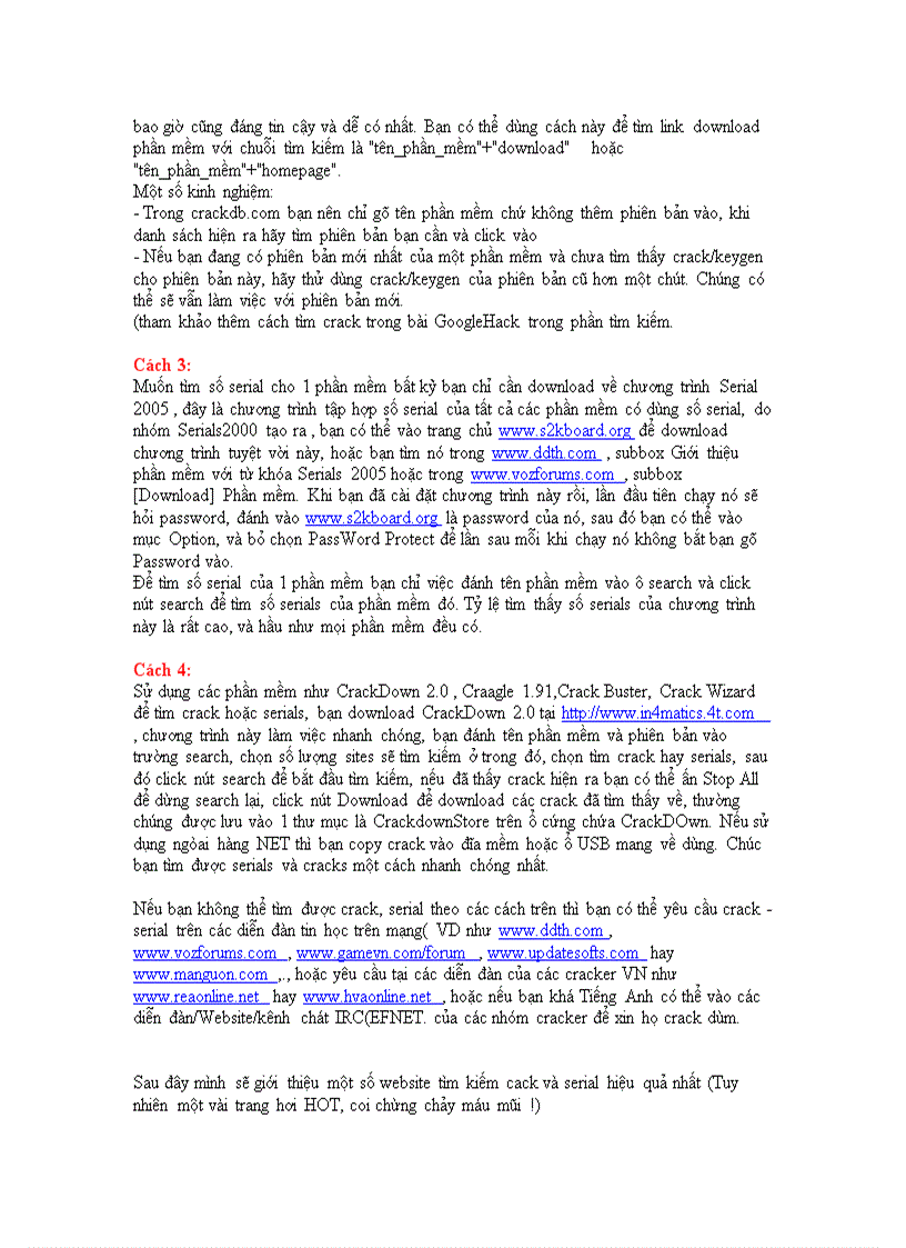 image for page Tìm crack serial cho tất cả software