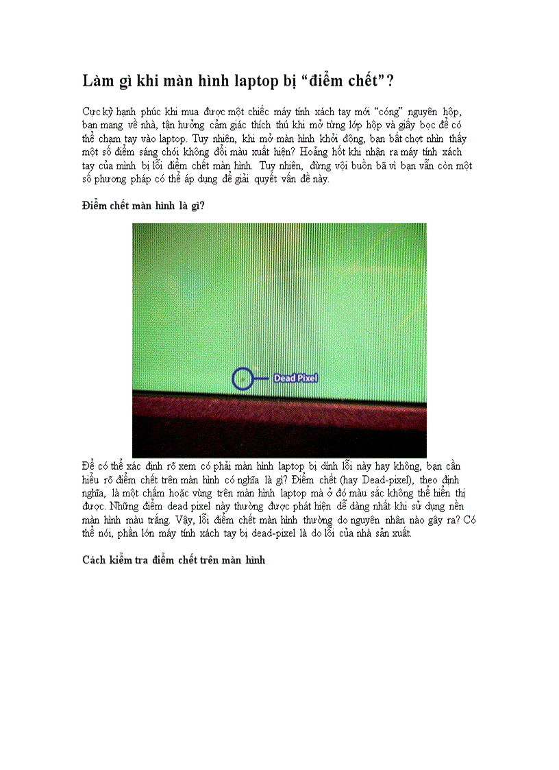 image for page Làm gì khi màn hình laptop bị điểm chết