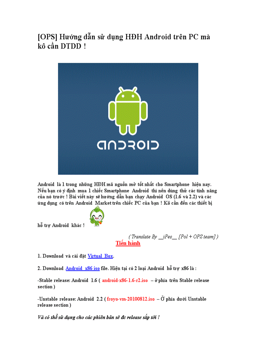 image for page OPS Hướng dẫn sử dụng HĐH Android trên PC mà kô cần DTDD
