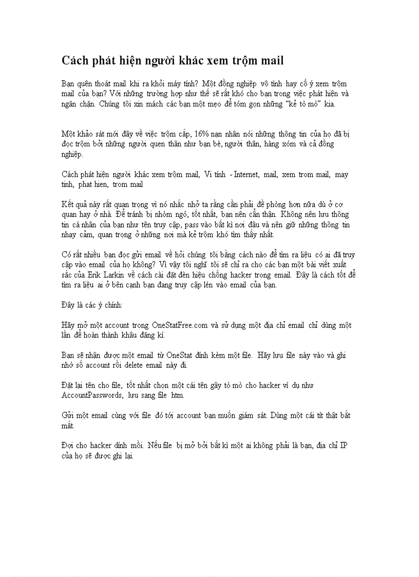 image for page Cách phát hiện người khác xem trộm mail