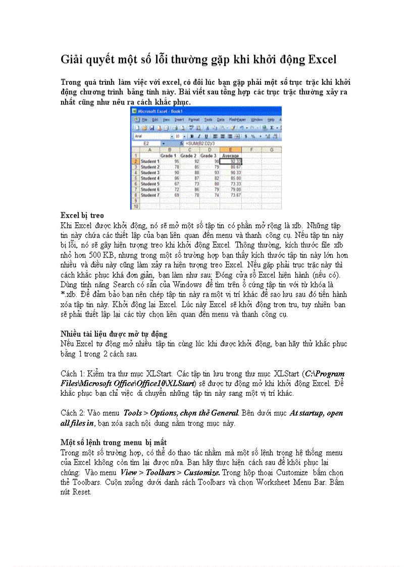 image for page Giải quyết một số lỗi thường gặp khi khởi động Excel