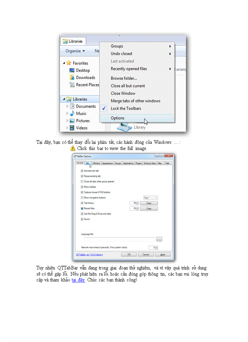 Thêm các thẻ tab vào Windows Explorer trong Windows 7