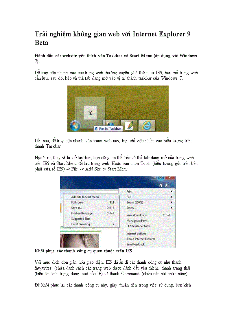image for page Trải nghiệm không gian web với Internet Explorer 9 Beta