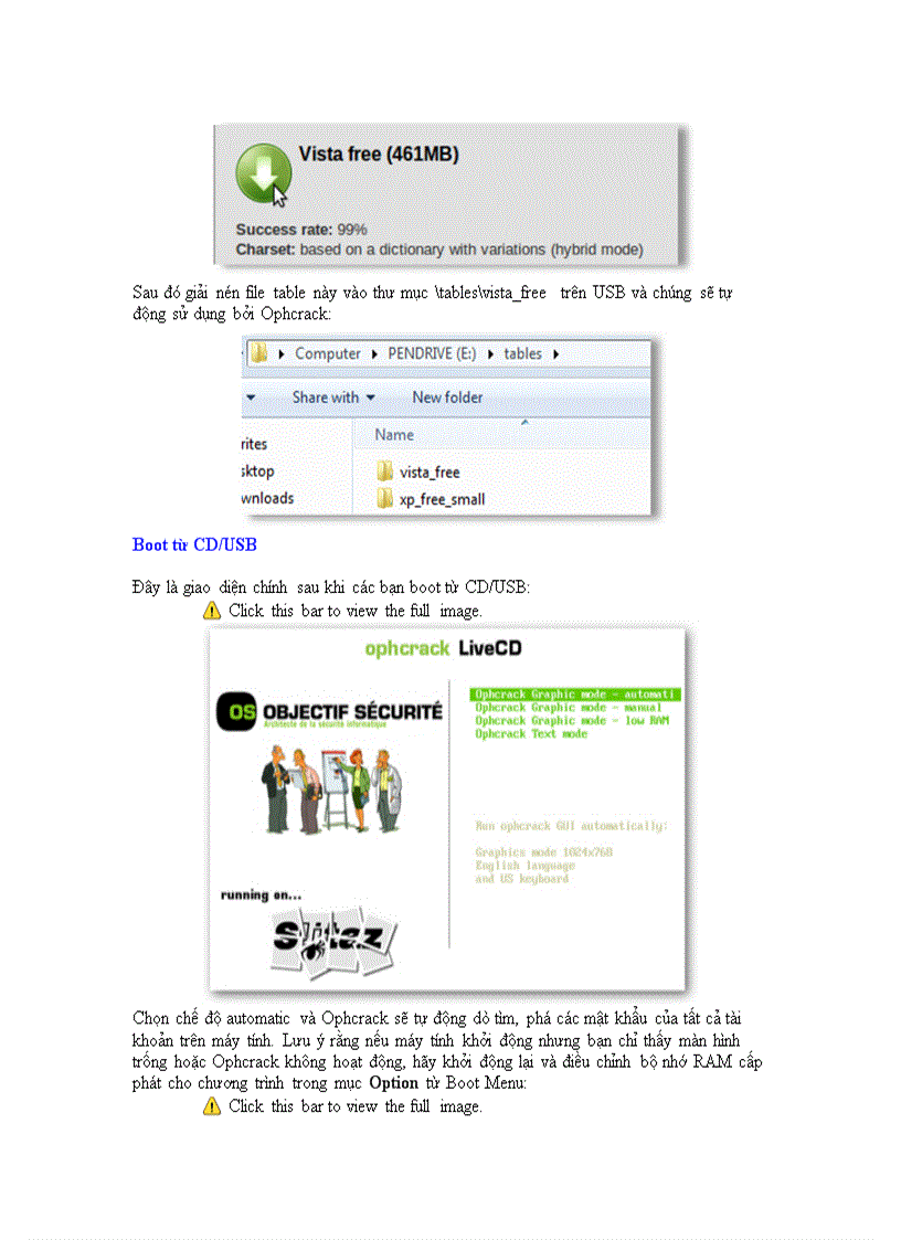 image for page Khôi phục password Windows với Ophcrack