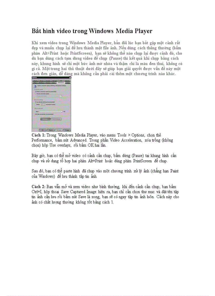 image for page Bắt hình video trong Windows Media Player