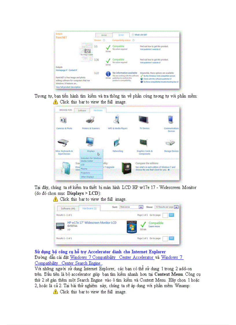 Kiểm tra tính tương thích của phần cứng hoặc phần mềm với Windows 7