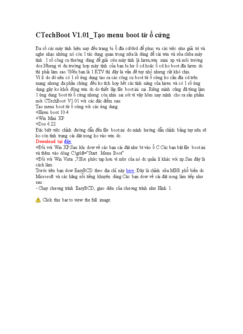 image for page CTechBoot V1 01 Tạo menu boot từ ổ cứng