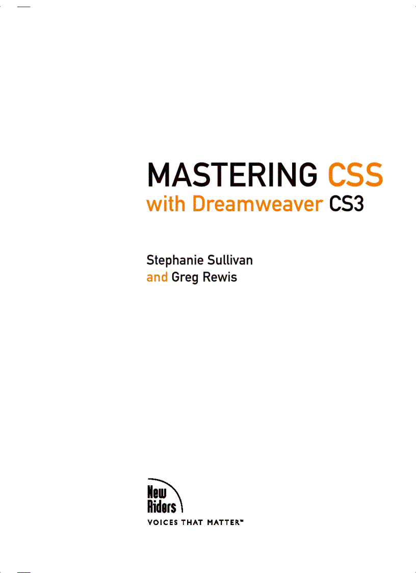 MASTERING CSS with Dreamweaver CS3