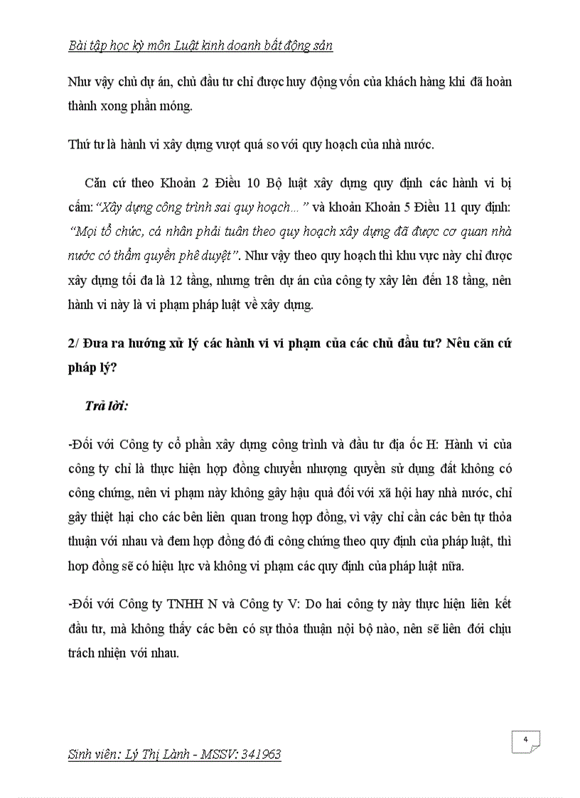 image for page Bài tập học kỳ luật kinh doanh bất động sản đề số 4