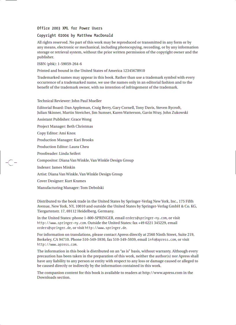 image for page Office 2003 XML for Power Users