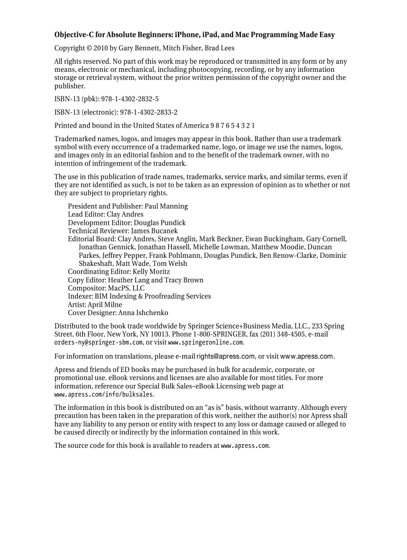 image for page Objective C for Absolute Beginners iPhone iPad and Mac Programming Made Easy