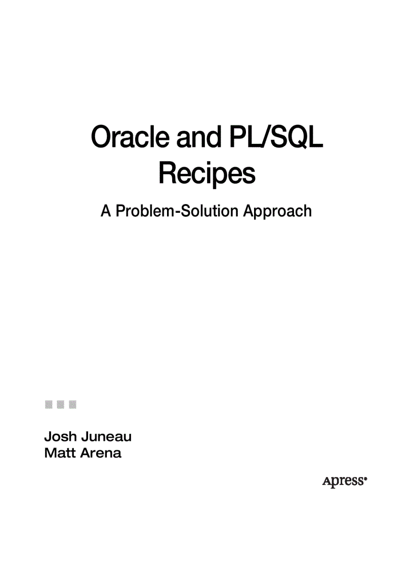 image for page Oracle PL SQL Recipes A Problem Solution Approach