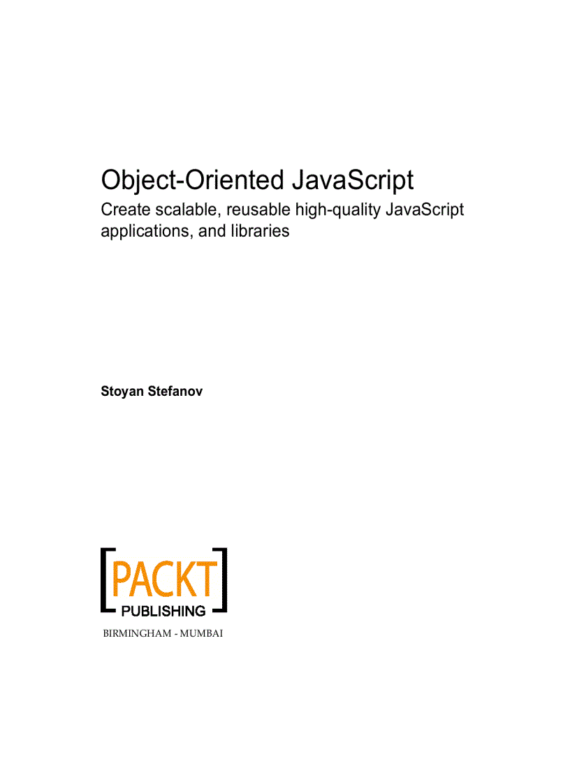 image for page Object Oriented JavaScript Create scalable reusable high quality JavaScript applications and libraries