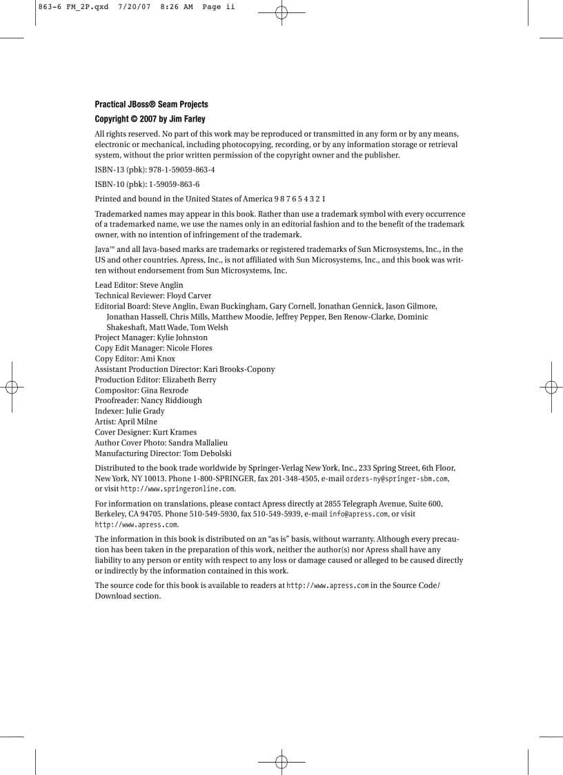 image for page Practical JBoss Seam Projects