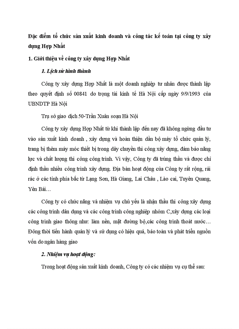 image for page Đặc điểm tổ chức sản xuất kinh doanh và công tác kế toán tại công ty xây dựng Hợp Nhất