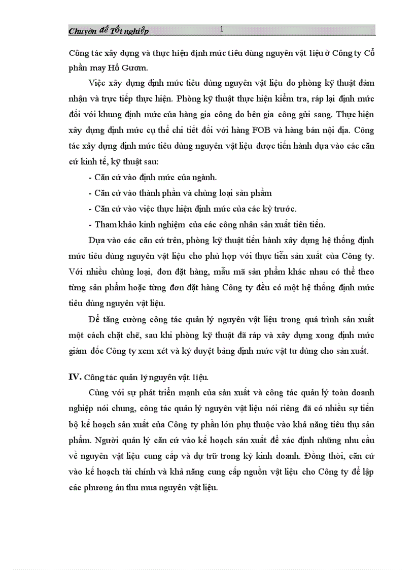 image for page Công tác xây dựng và thực hiện định mức tiêu dùng nguyên vật liệu ở Công ty Cổ phần may Hồ Gươm