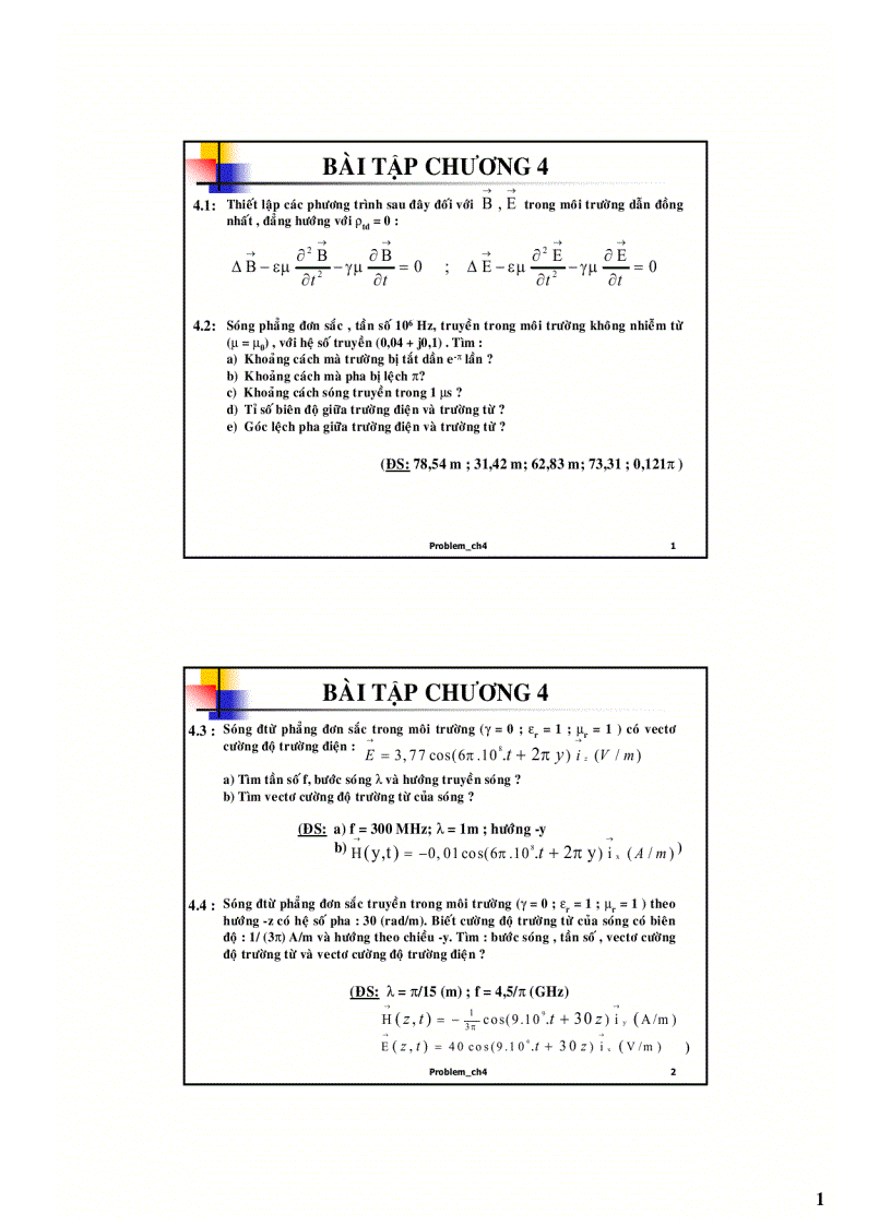 Bài tập trường điện từ trường điện từ biến thiên