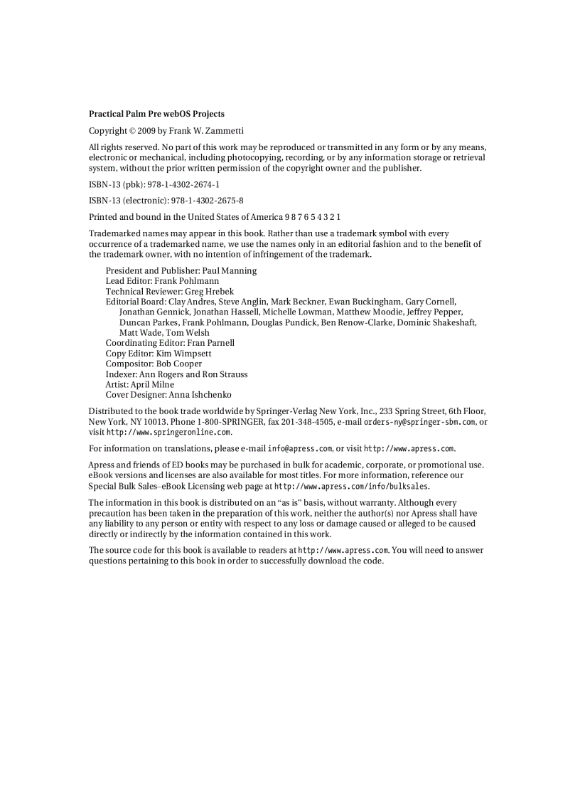 image for page Practical Palm Pre webOS Projects